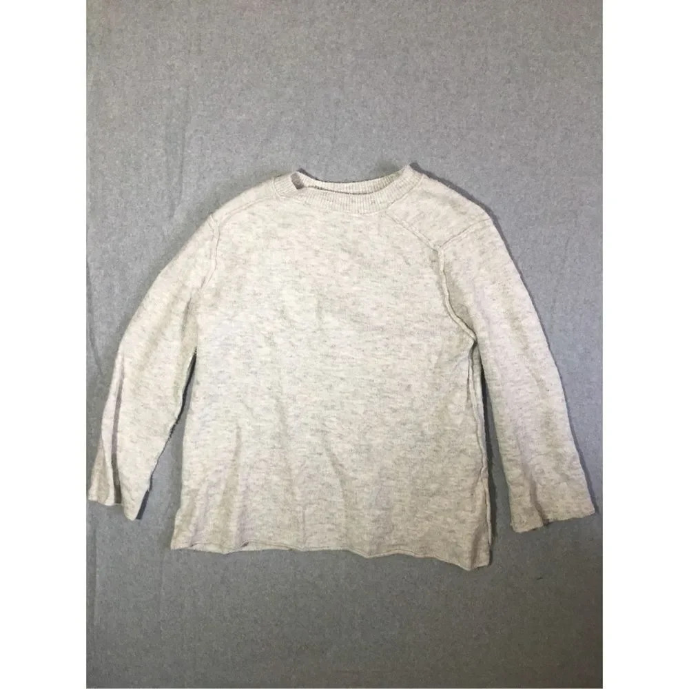 Womens Zara Sweater Size Small Grey Chunky Knit Exposed Seam Acrylic Blend